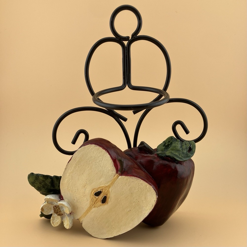 VTG‎ Kitsch Cottage Core 8.5" Metal Wall Sconce Apple Votive Candle Holder